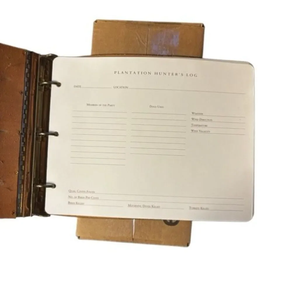 VTG Royden Inc Leather Plantation Hunter’s Log Book 3-Ring Binder Brass Hinge